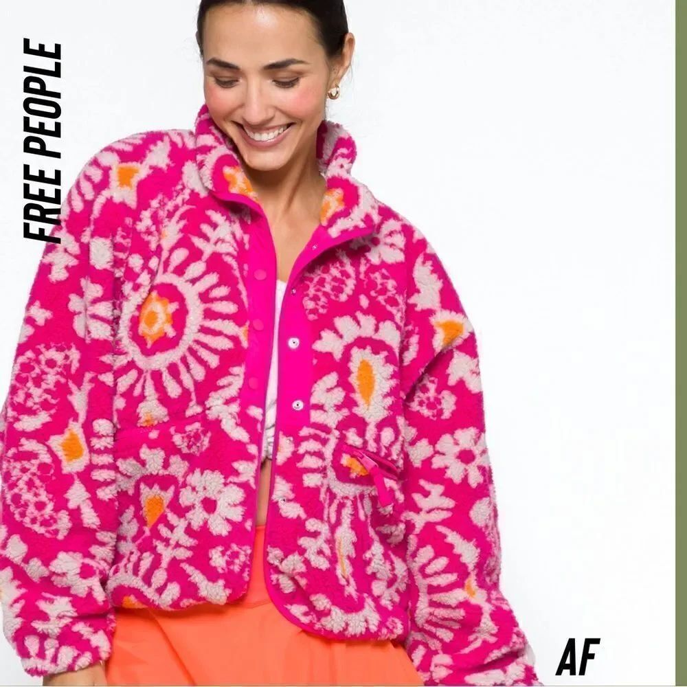 FREE PEOPLE ROCKY RIDGE FLEECE IN FUCHSIA NWT XS